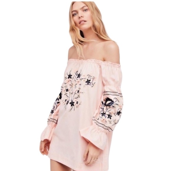 Free People Dresses & Skirts - FREE PEOPLE Fleur Du Jour Off-the-Shoulder Embroidered Dress Small soft 8873